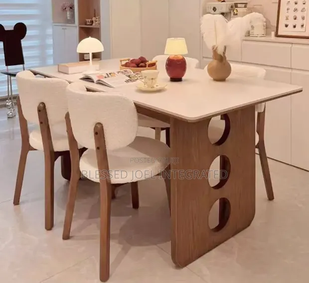 Home Interiors Dining Set Mai kujeru 4 Mai siffar Rectangle - 1