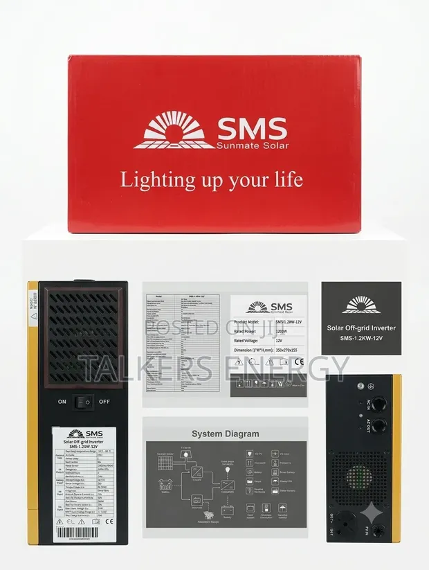 SMS Sunmate Solar 1.2KW 12V Off-Grid Hybrid Inverter - 1