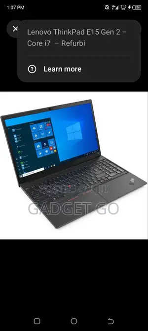Lenovo ThinkPad E15 Laptop - Intel Core i5, 8GB RAM, 256GB SSD