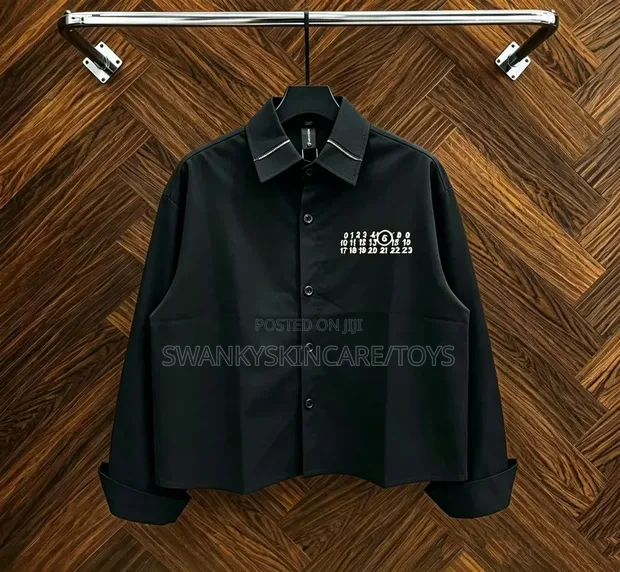 Men's Black Band Collar T-Shirt - Size L/XL - 1