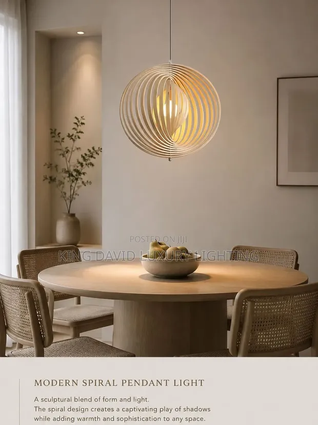 Oasis Spiral Wood Pendant Light - 1