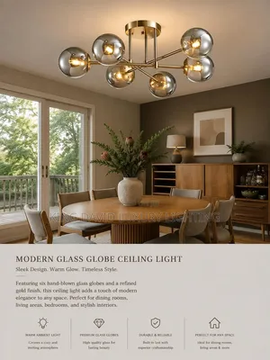 Modern Glass Globe Ceiling Light - Gold Finish