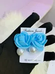Quality Floral Earrings - Red & Blue - 1