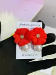 Quality Floral Earrings - Red & Blue - 2