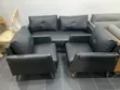 Executive Modern Black Leather Sofa Set (3-Piece) - 1