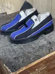 Handcrafted Maza Blue & Black Stripe Loafers - Chunky Sole - 1
