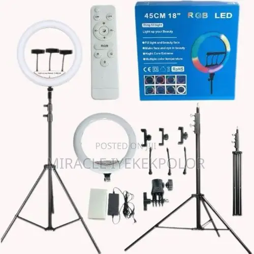 22" LED Ring Light with Tripod & 3 Phone Holders - 1