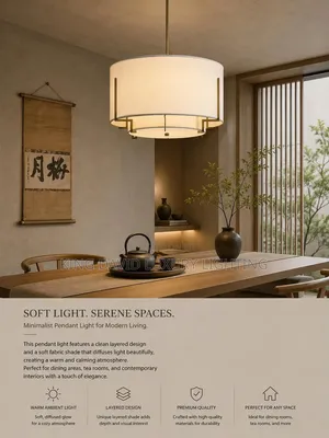 Minimalist Fabric Drum Pendant Light