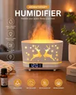 Flame Aromatherapy Humidifier with Digital Clock & Bluetooth - 1
