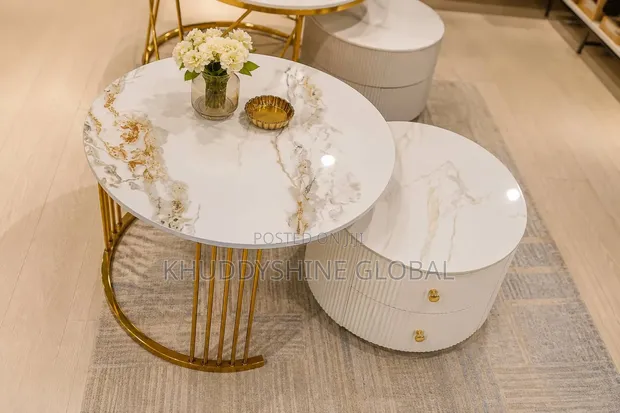 Real Marble Center Table with 2 Drawers - 1
