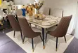 Luxury 6-Seater Marble Top Dining Set tare da Diamond-Quilted Leather Chairs - 2