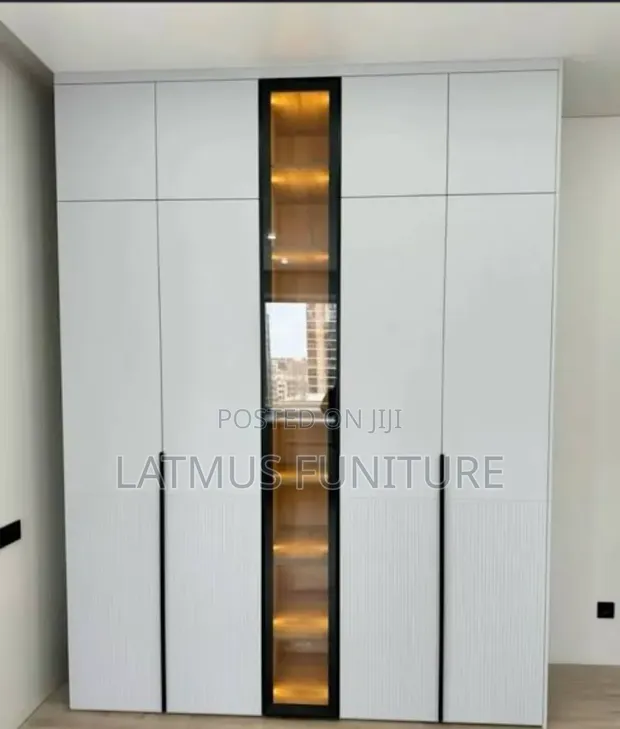 Latmus Furniture 4-Door Wardrobe Closet with LED Lights - 1