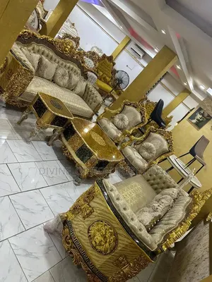 Egyptian Royal Sofa Set with Center Table & Stools