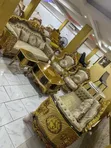 Egyptian Royal Sofa Set with Center Table & Stools - 2