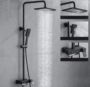Matte Black Square Rain Shower System