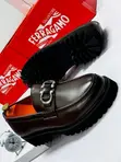 Salvatore Ferragamo Men's Dark Brown Leather Loafers - Boxed - 1