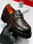 Salvatore Ferragamo Men's Dark Brown Leather Loafers - Boxed - 2