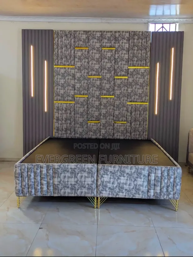 Home Interiors Padded Bedframe 6x6 with Bedsides - 1