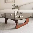 Triangle Glass Coffee Table with Wooden Base - 2