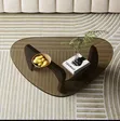 Triangle Glass Coffee Table with Wooden Base - 3