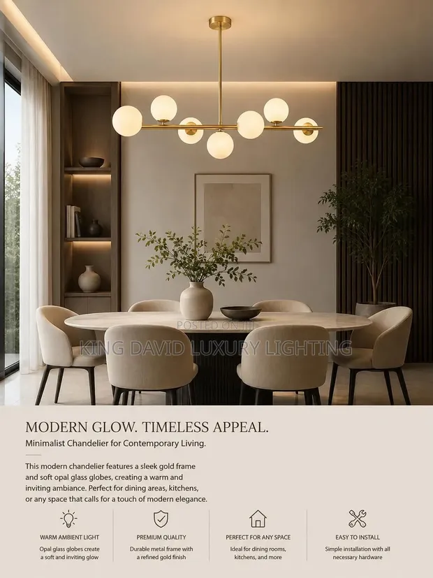 Linear Globe Sputnik Chandelier - Brushed Gold/Brass - 1