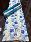 Swiss Cord Fabric with Flower Embroidery - 1