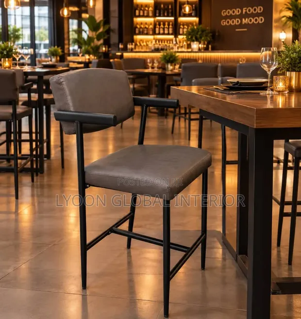 Full Leather High Bar Stool - Sabon Abu - 1