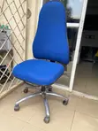 Blue Fabric Office Chair - High Back, Armless - 2