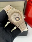 Patek Philippe Nautilus-Style Iced Out Quartz Watch - 3