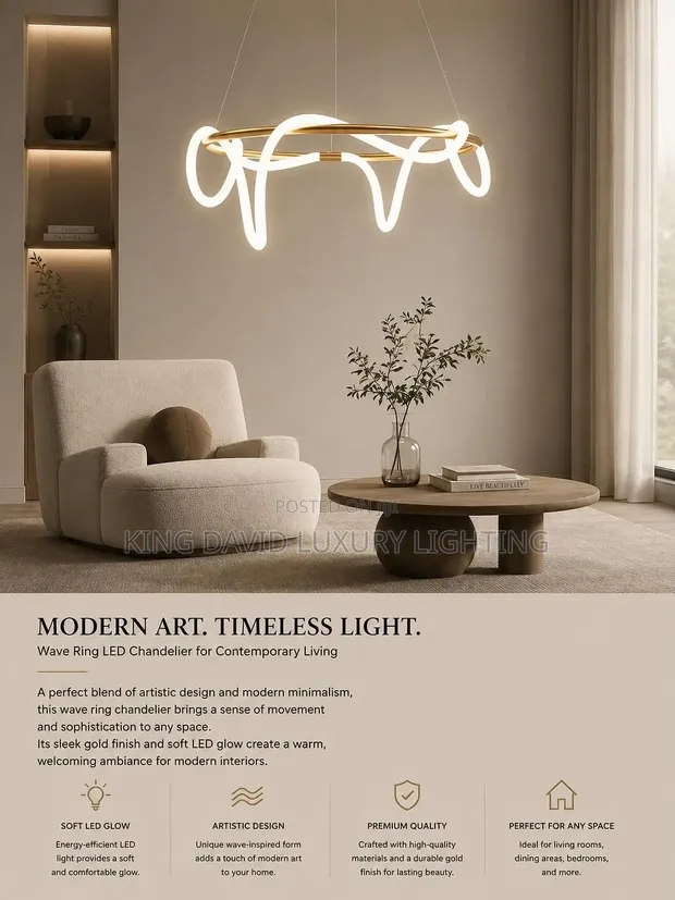 Modern Wave Ring LED Chandelier - 1