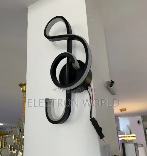 Musical Note LED Wall Light - Black - 1