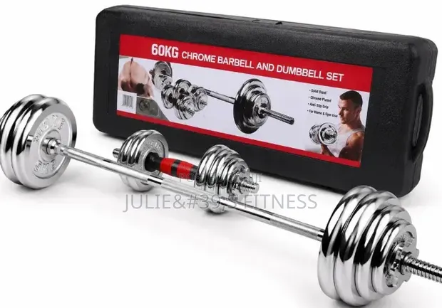 60kg Adjustable Dumbbell Set with Barbell - 1