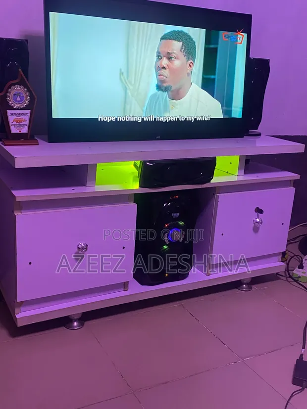 Home Interiors White TV Shelf with Drawers & LED - 1