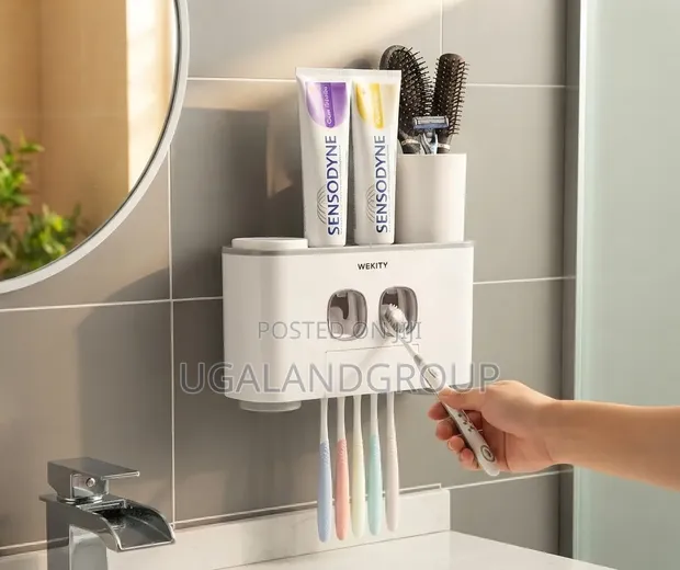 Deco Wall Mounted Toothbrush Holder & Squeezer - White - 1