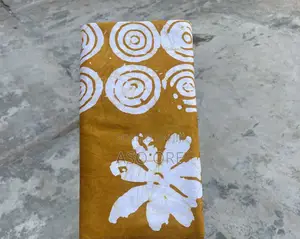 Authentic Adire Fabric - Mustard Gold & White Batik