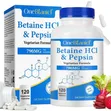 Betaine HCl da Pepsin don Taimakon Narkewa, 120 Kwalba - 1