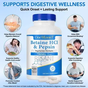 Betaine HCl da Pepsin don Taimakon Narkewa, 120 Kwalba