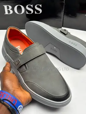 Luxury Hugo Boss Men's Leather Slip-On Sneakers - Gradient Finish