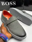 Luxury Hugo Boss Men's Leather Slip-On Sneakers - Gradient Finish - 1
