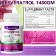 Pure Trans-Resveratrol Capsules - 90 Capsules, 1480mg - 2