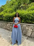 Blue Gingham Halter Midi Dress - 4