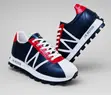 J.M. Weston Men's Navy Blue, White & Red Leather Lace-Up Sneakers - 2