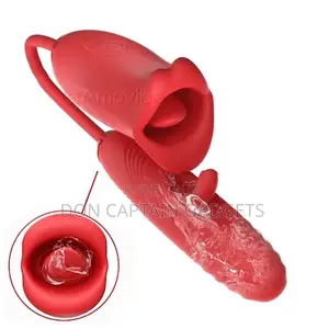 A&G 2-in-1 Vibrating Dildo & Tongue Licker - Pink