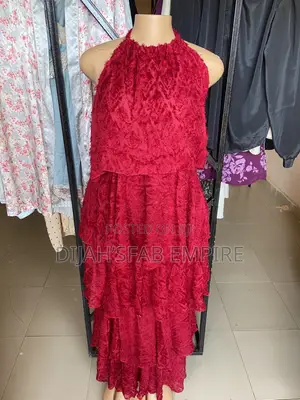 Dijah'sfab Deep Red/Wine Tiered Halter Maxi Dress