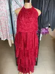 Dijah'sfab Deep Red/Wine Tiered Halter Maxi Dress - 1
