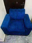 Used Blue Fabric Sofa Chair - 3