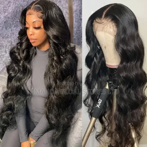 Doguwar Gashi Mai Girgiza (Body Wave) HD Transparent Lace Front Gashin Mutum - 1