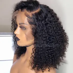Short Deep Curly Bob Lace Front Human Hair Wig Side Part