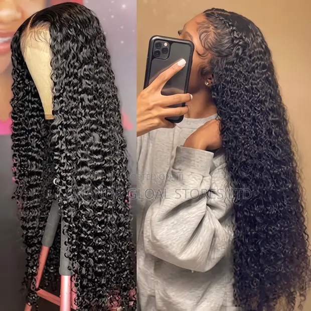 Long Deep Wave Lace Front Human Hair Wig with Braids - 1