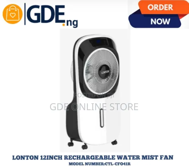 Lontor 12" Fan Mai Sake Yin Caji Mai Fesa Ruwa - 1